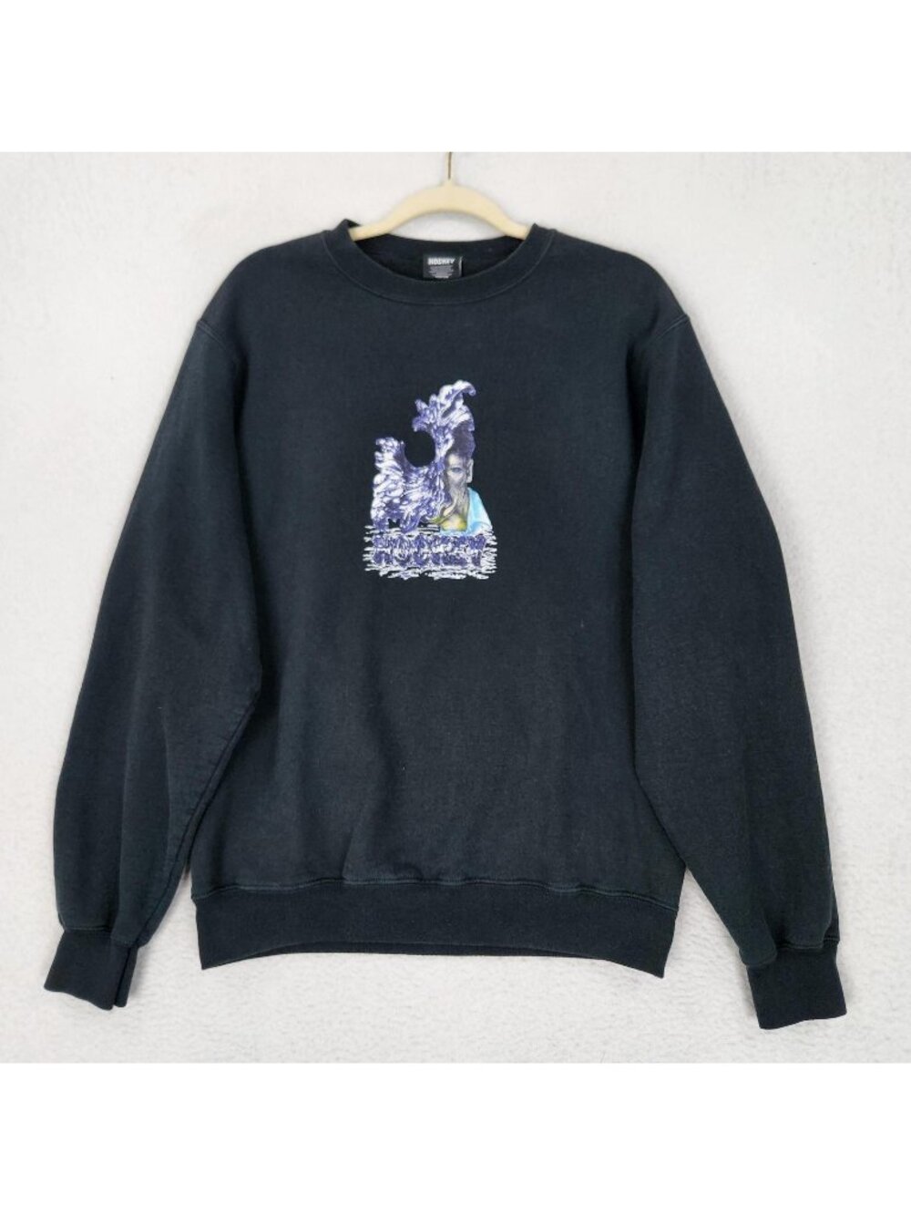 Hockey Sweatshirt Mens Medium Black Liquid Metal Eyes Without A Face Pullover